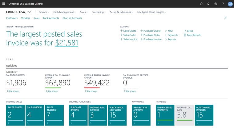 Business Central Business Dashboard