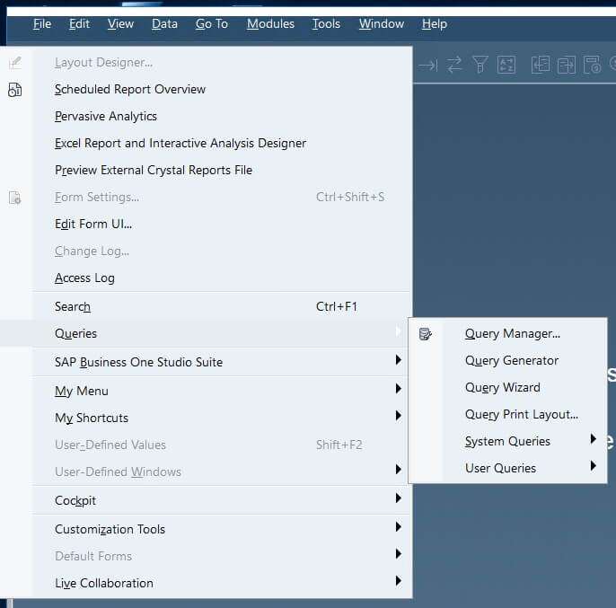 SAP-B1-menu-bar-tools