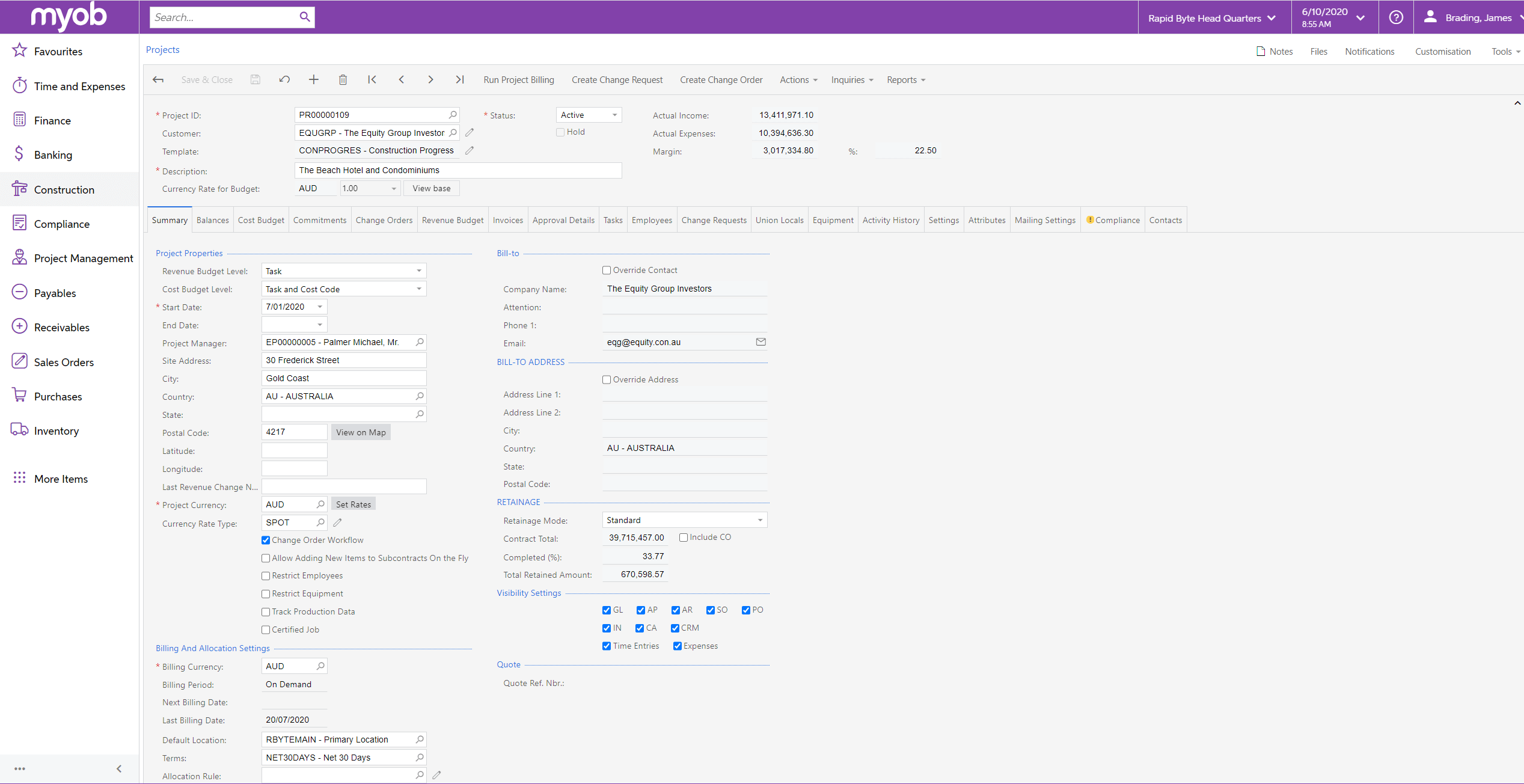 Daily Field Reports - MYOB Advanced Construction