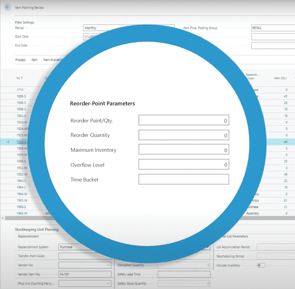 Dynamics 365 Business Central Item Planning Reorder Policy Paramaters