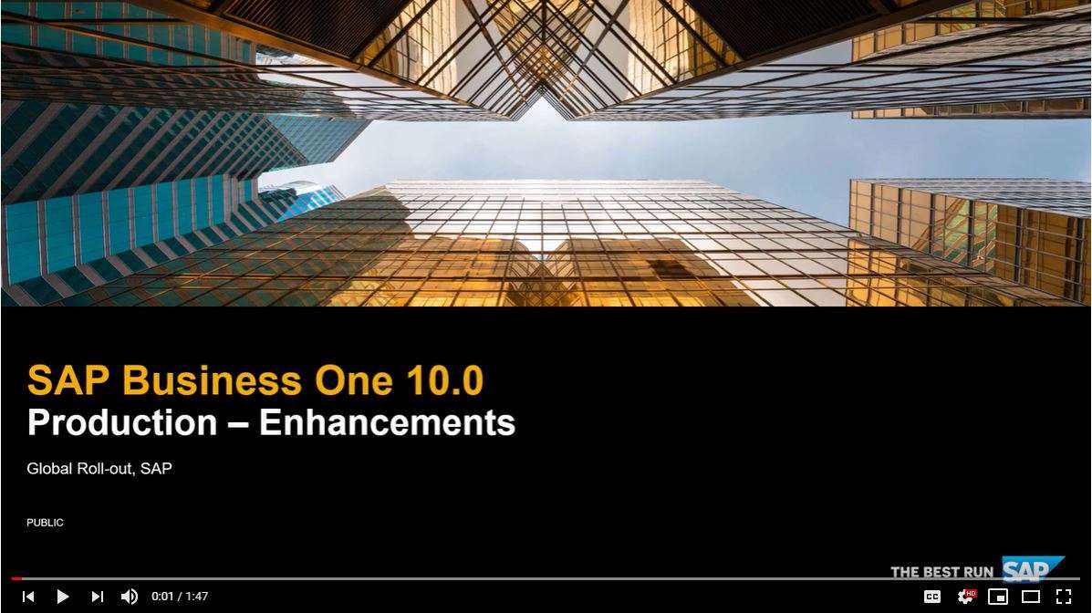 SAP Business One V10 - Production Enhancements