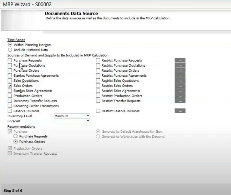 sap business one mrp run