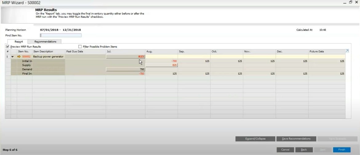 sap business one mrp run