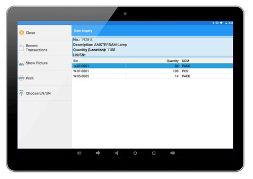 Dynamics Business Central Warehouse Tablet