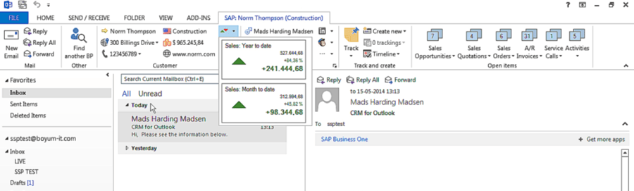 SAP Business One Outlook CRM