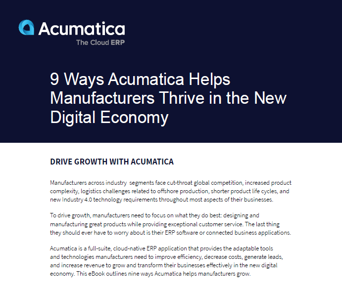 9 Ways MYOB Acumatica Helps Manufacturers