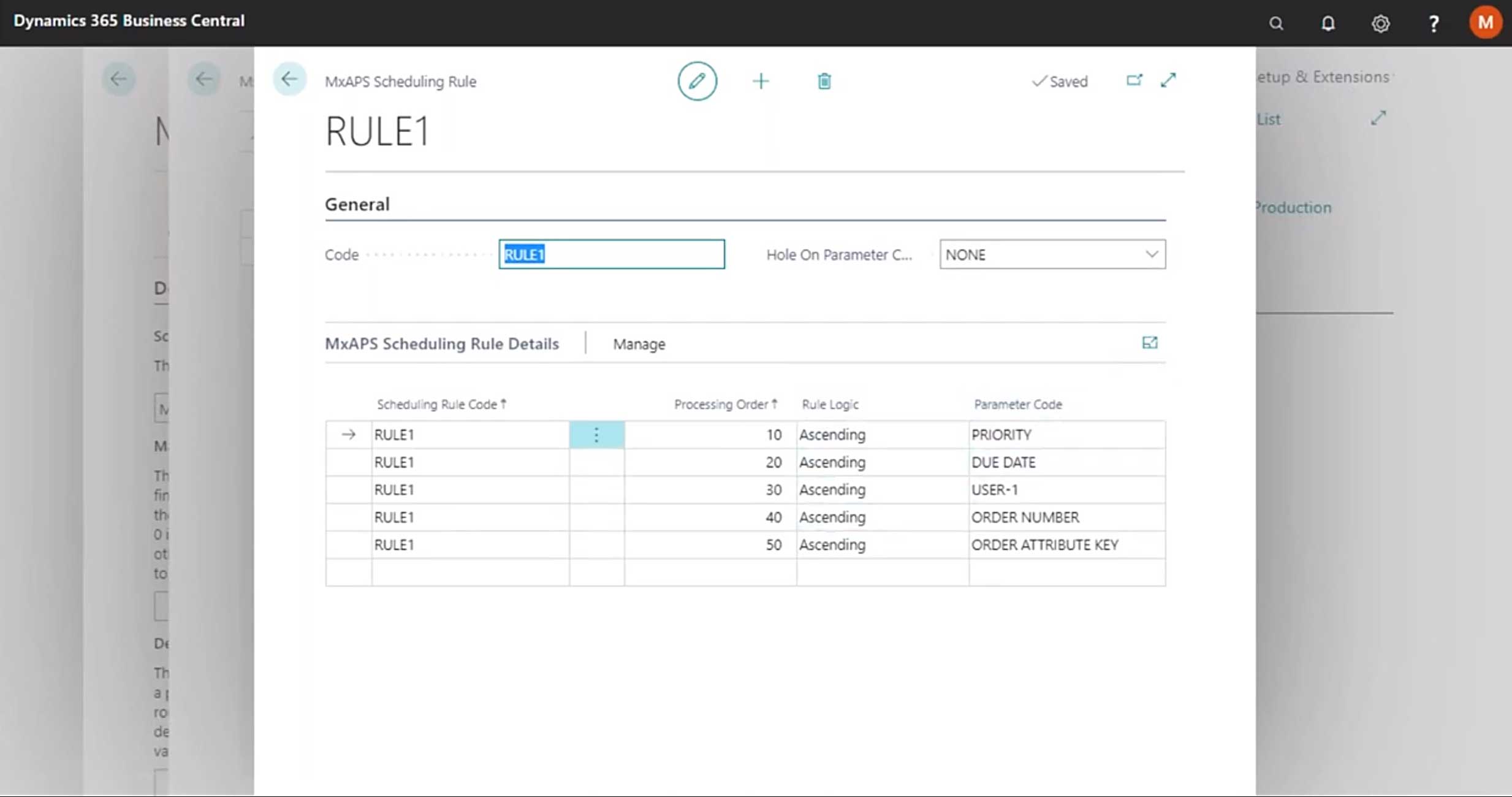 Dynamics 365 Business Central Finite Scheduling Rule