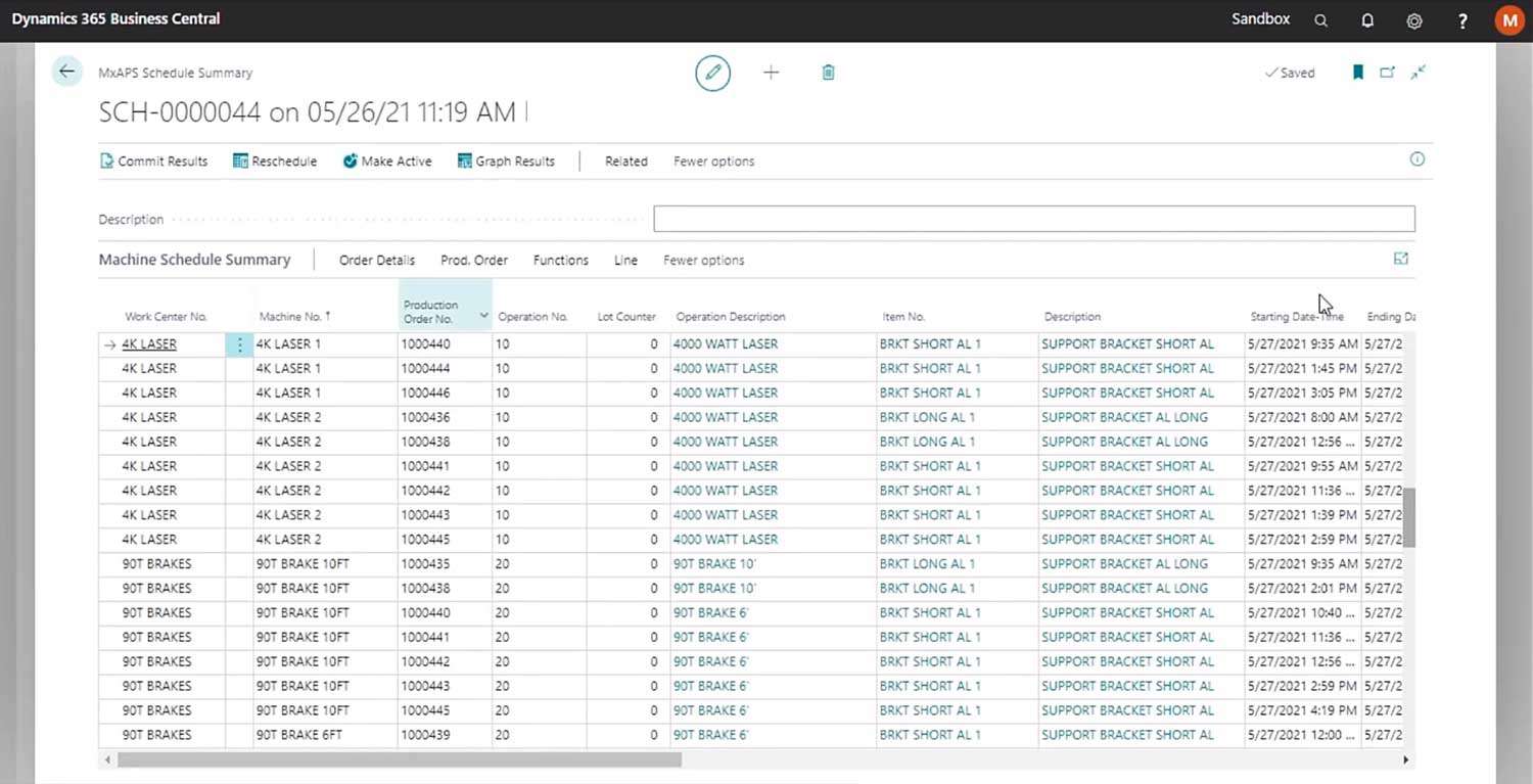 Dynamics 365 Business Central Finite Scheduling Summary