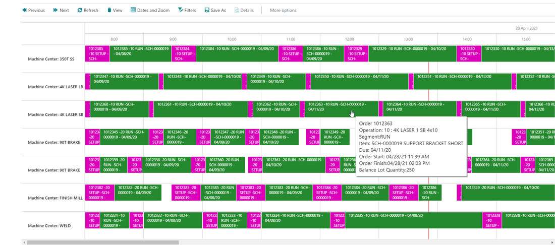 Dynamics 365 Business Central Finite Scheduling