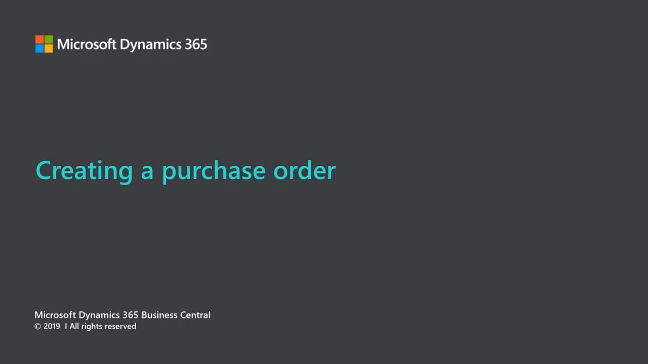 How to create a Purchase Order In Dynamics Business Central.mp4_snapshot_00.00.891