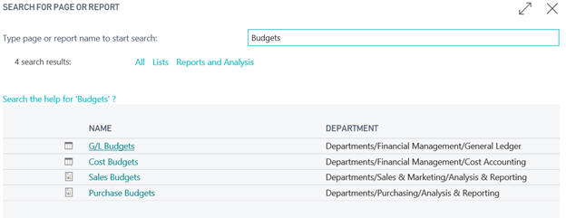 Microsoft Dynamics 365 Business Central Budgets
