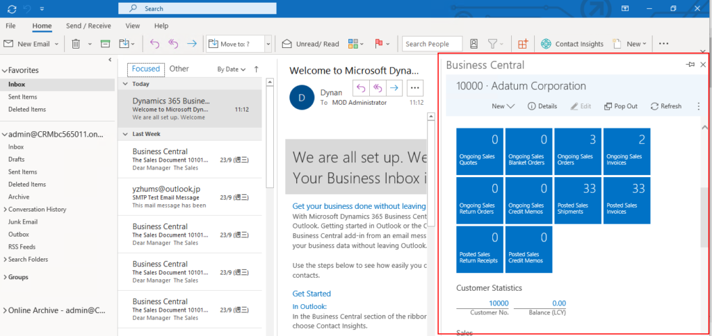 Outlook for Business Central Integration