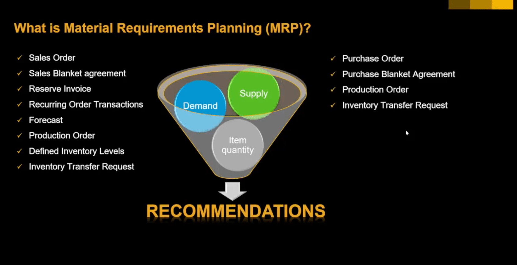 SAP Business One Inventory and MRP