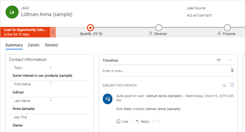 Dynamics 365 Sales Busienss Flow