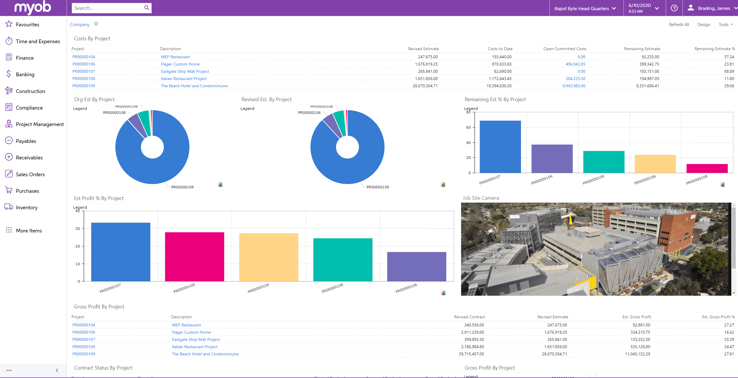 Job Costing - MYOB Advanced Construction